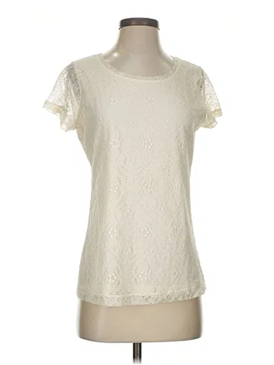 Pre-owned Van Heusen Short Sleeve Top Ivory Crew Neck Tops
