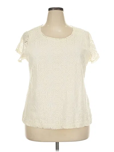 Pre-owned Van Heusen Short Sleeve Top Ivory Sweetheart Neckline Tops