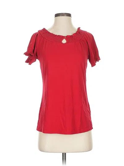 Pre-owned Van Heusen Short Sleeve Top Red Keyhole Neckline Tops