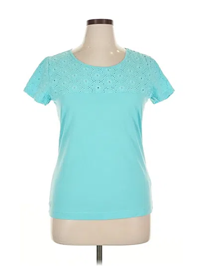 Pre-owned Van Heusen Short Sleeve Top Teal Scoop Neck Tops In Blue