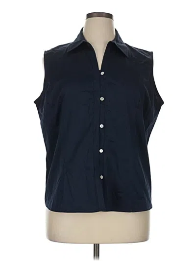 Pre-owned Van Heusen Sleeveless Button Down Shirt In Blue