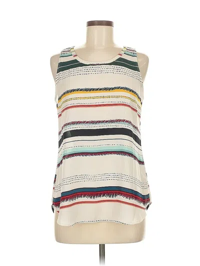 Pre-owned Van Heusen Sleeveless Top Ivory Boatneck Tops In White