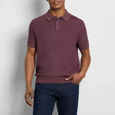 Van Heusen Smart Temp Mens Short Sleeve Polo Sweater In Purple