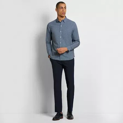 Van Heusen Soft Lux Stretch Mens Regular Fit Dress Flat Front Pant In Blue