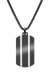 Van Heusen Stripe Dog Tag Pendant Necklace In Black