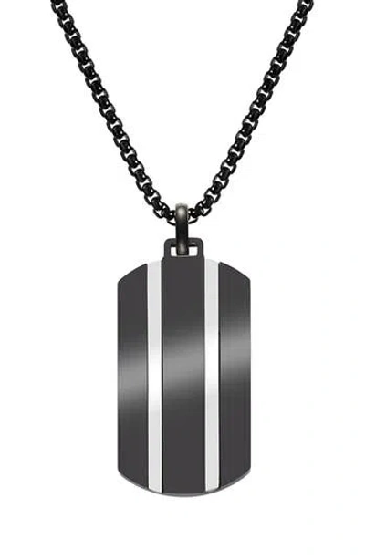 Van Heusen Stripe Dog Tag Pendant Necklace In Black