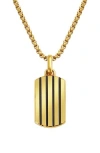 Van Heusen Stripe Dog Tag Pendant Necklace In Gold