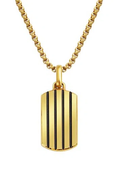 Van Heusen Stripe Dog Tag Pendant Necklace In Gold