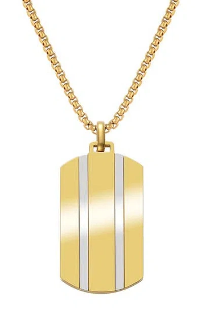 Van Heusen Stripe Dog Tag Pendant Necklace In Gold