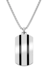 Van Heusen Stripe Dog Tag Pendant Necklace In Silver