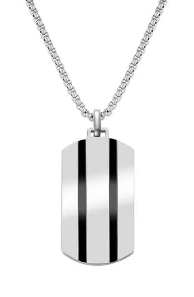 Van Heusen Stripe Dog Tag Pendant Necklace In Silver