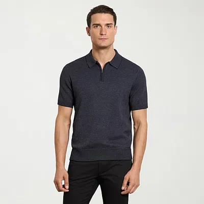 Van Heusen Temp Control Mens Short Sleeve Polo Sweater In Blue