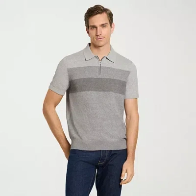 Van Heusen Temp Control Mens Short Sleeve Polo Sweater In Gray