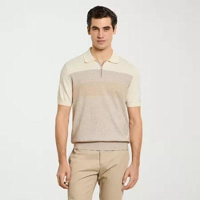 Van Heusen Temp Control Mens Short Sleeve Polo Sweater In Neutral