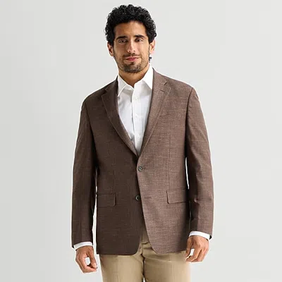 Van Heusen Textured Mens Modern Fit Sport Coat In Brown