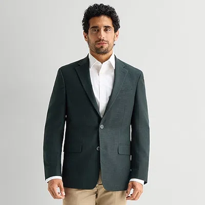 Van Heusen Textured Mens Modern Fit Sport Coat In Green