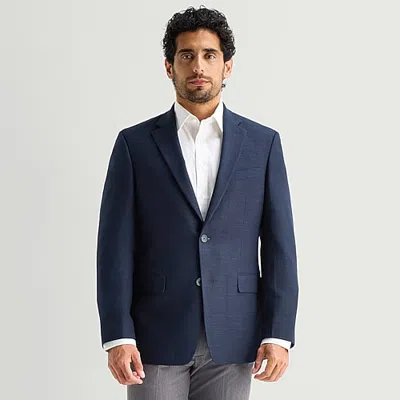 Van Heusen Textured Solid Mens Modern Fit Sport Coat In Blue
