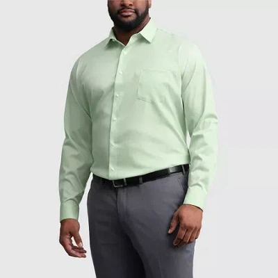 Van Heusen Ultra Flex Big And Tall Mens Regular Fit Stretch Fabric Wrinkle Free Long Sleeve Dress Shirt In Green