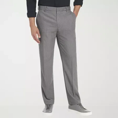 Van Heusen Ultra Flex Mens Classic Fit Dress Flat Front Pant In Gray
