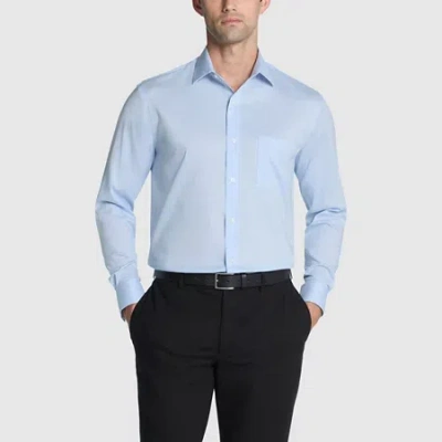 Van Heusen Ultra Flex Mens Regular Fit Stretch Fabric Wrinkle Free Long Sleeve Dress Shirt In Blue