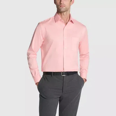 Van Heusen Ultra Flex Mens Regular Fit Stretch Fabric Wrinkle Free Long Sleeve Dress Shirt In Pink