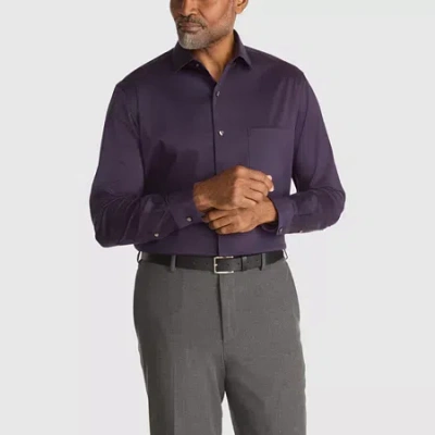Van Heusen Ultra Flex Mens Regular Fit Stretch Fabric Wrinkle Free Long Sleeve Dress Shirt In Purple