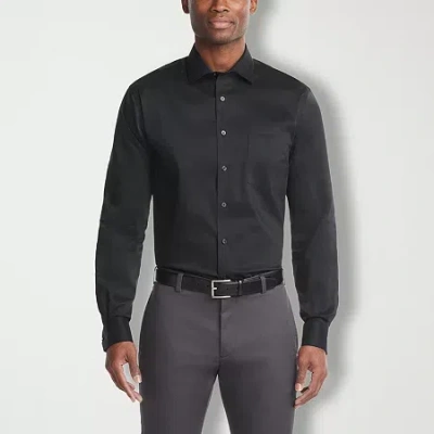 Van Heusen Ultra Flex Mens Regular Fit Wrinkle Free Long Sleeve Dress Shirt In Black