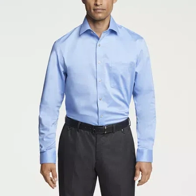 Van Heusen Ultra Flex Mens Regular Fit Wrinkle Free Long Sleeve Dress Shirt In Blue