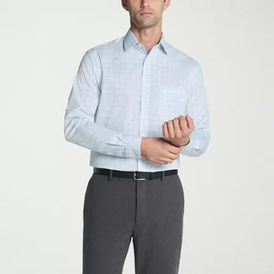 Van Heusen Ultra Flex Mens Regular Fit Wrinkle Free Long Sleeve Dress Shirt In Blue