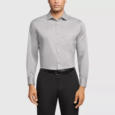 Van Heusen Ultra Flex Mens Regular Fit Wrinkle Free Long Sleeve Dress Shirt In Gray