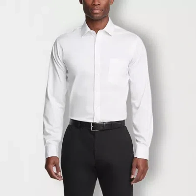 Van Heusen Ultra Flex Mens Regular Fit Wrinkle Free Long Sleeve Dress Shirt In White