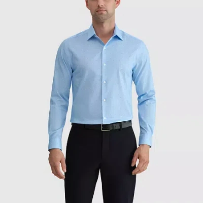 Van Heusen Ultra Flex Mens Slim Fit Stretch Fabric Wrinkle Free Long Sleeve Dress Shirt In Blue