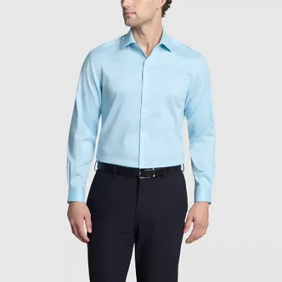 Van Heusen Ultra Wrinkle Free Mens Slim Fit Stretch Fabric Wrinkle Free Long Sleeve Dress Shirt In Blue