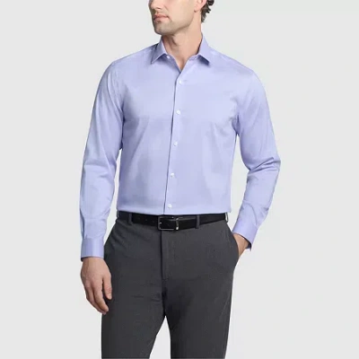 Van Heusen Ultra Wrinkle Free Mens Slim Fit Stretch Fabric Wrinkle Free Long Sleeve Dress Shirt In Blue