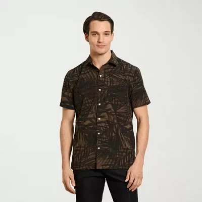 Van Heusen Weekend Mens Short Sleeve Camp Shirt In Brown