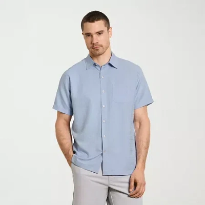 Van Heusen Weekend Mens Short Sleeve Camp Shirt In Blue