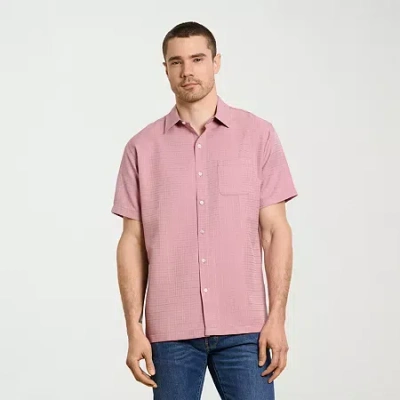 Van Heusen Weekend Mens Short Sleeve Camp Shirt In Pink