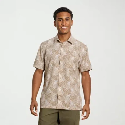 Van Heusen Weekend Mens Short Sleeve Camp Shirt In Brown