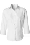 Van Heusen Women´s Three-quarter Sleeve Baby Twill Shirt In White