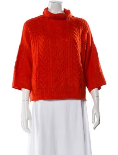 Pre-owned Van Kukil Cashmere Mock Neck Sweater In Orange