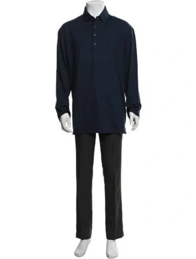 Pre-owned Van Laack Collar Long Sleeve Polo Shirt In Blue