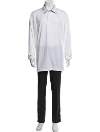 Pre-owned Van Laack Collar Long Sleeve Polo Shirt In White