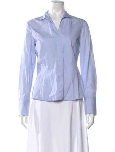 Pre-owned Van Laack Long Sleeve Blouse In Blue
