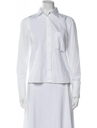 Pre-owned Van Laack Long Sleeve Button-up Top In White
