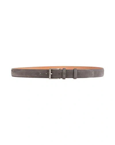 Van Laack Man Belt Grey Size 43.5 Leather In Gray