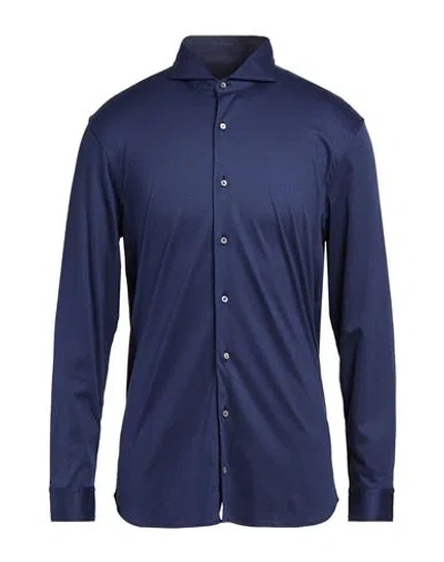 Van Laack Man Shirt Navy Size Xl Cotton In Blue