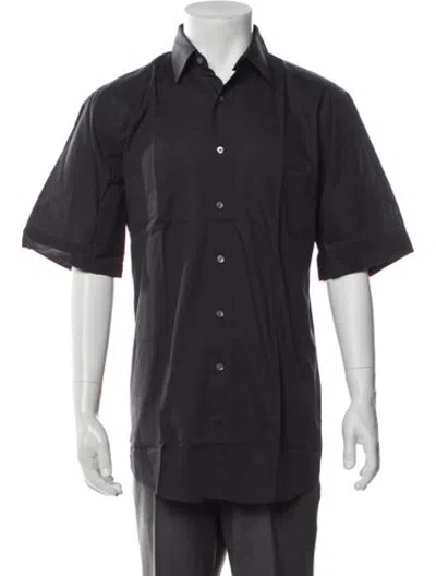 Pre-owned Van Laack Short Sleeve Dress Shirt In Black