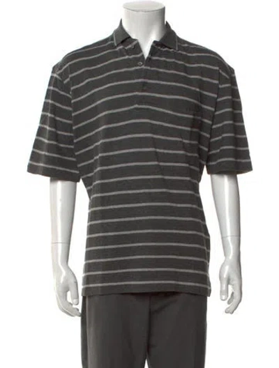 Pre-owned Van Laack Striped Collar Polo Shirt In Grey