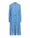 Van Laack Woman Midi Dress Light Blue Size 12 Cotton, Polyester In Blue
