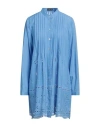 Van Laack Woman Mini Dress Azure Size 12 Cotton, Polyester In Blue
